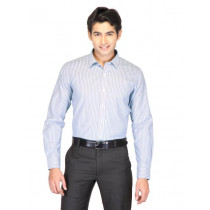 Mark Taylor Men Blue Striped Shirts