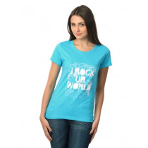 Myntra Women Rock Ur World Blue T-shirt