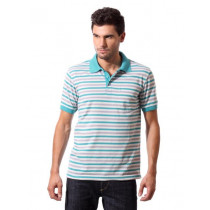 John Players Men Striped Blue T-shirt