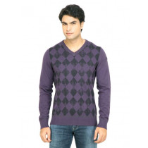 s.Oliver Men Check Purple Sweater