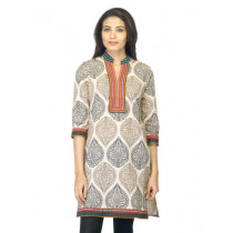 Mother Earth Women Printed Cream Kurta