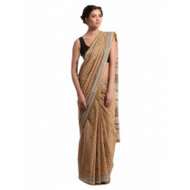 Fabindia Beige Jaipur Print Cotton Sari