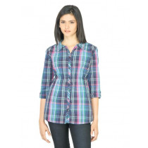 Wrangler Women Roll UP Sleeve Blue Shirt