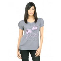 United Colors of Benetton Women Printed Grey Top