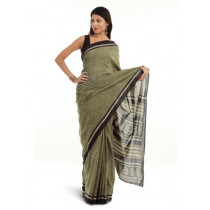 Fabindia Olive Mull Hand Printed Sari