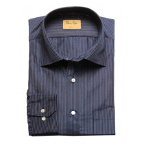 Reid & Taylor Men Stripes Blue Shirts