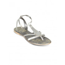 Carlton London Women Silver Floral Print Sandals