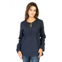 Flying Machine Women Solid Navy Blue Tops