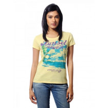 Wrangler Women Sunset Beach Yellow T-shirt