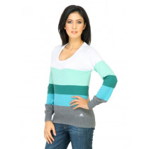 ADIDAS Women Stripes White Sweaters