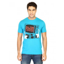 Probase Men Printed Blue Tshirts