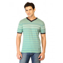United Colors of Benetton Men Stripes Green Tshirts