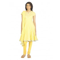 Biba Women Yellow Churidar Kurta with Dupatta