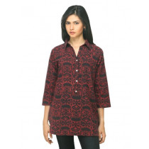 Fabindia Women Printed Red & Black Kurti