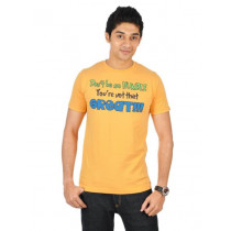Probase Men Crew Neck Yellow Tshirts