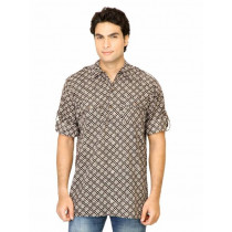 Mother Earth Men Printed Black Kurta