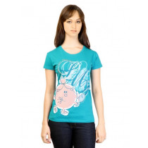 Little Miss Women Printed Blue T-shirt