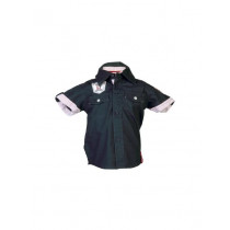 Gini and Jony Kids Boys Solid Navy Blue Shirts