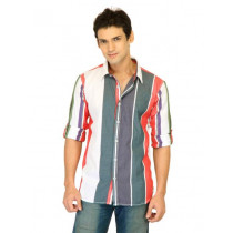 Probase Men Stripes Grey Shirts