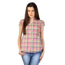 Arrow Woman Pink & Green Check Shirt