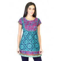 Mother Earth Women Blue Printed Kurti