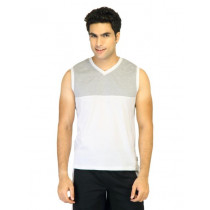 Hanes Men Sleeveless V Neck White Grey Innerwear T-shirt