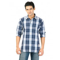 Basics Men Blue Slim Fit Checked Shirt
