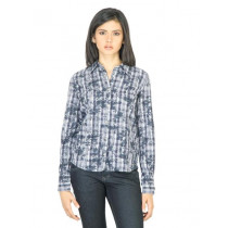 Wrangler Women Flower Navy Blue Shirt