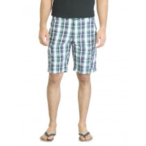 United Colors of Benetton Men Navy Blue Check Shorts