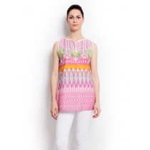Global Desi Women Printed Pink Top