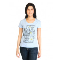 Tokyo Talkies Women Printed Blue Top