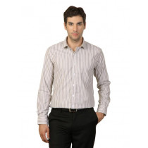Mark Taylor Men Brown Striped Shirt
