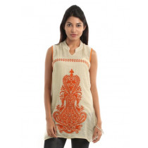 Fusion Beats Women Beige & Orange Tunic