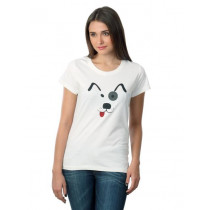 Myntra Women Cute Dog White T-shirt