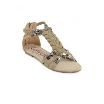 Catwalk Women Weaved Strap Tan Flats