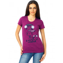 United Colors of Benetton Women Printed Purple T-shirt