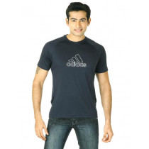 ADIDAS Men Ess F Logo Navy Blue T-Shirts