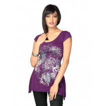 Jealous 21 Women Frills Florals Aubergine Purple Top