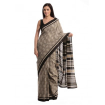 Fabindia H& Printed Grey Cotton Mull Sari