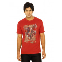 Wrangler Men Falcon Print Red T-Shirts