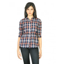 Wrangler Women Checkerd Blue Shirt