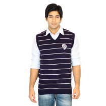 Indigo Nation Men Stripes Purple Sweaters