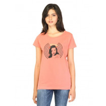 Tantra Women Printed Peach T-shirt