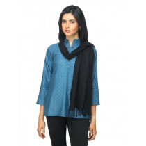Fabindia Women Black Noil Silk & Wool Stole