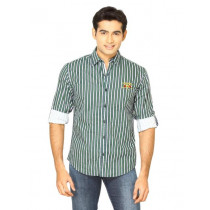 Locomotive Men Stripes Green Shirts