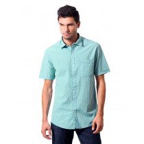 John Players Men Gingham Green Shirt