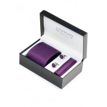 Arrow Men Formal Purple Tie+Cufflink+Pocket square - Combo Pack