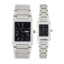 Maxima Unisex Black Dial His and Hers Watches