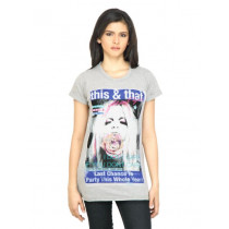 Flying Machine Women This & That Grey Tshirt