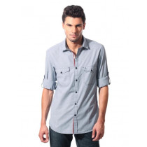 John Players Men Check Navy Blue Shirt